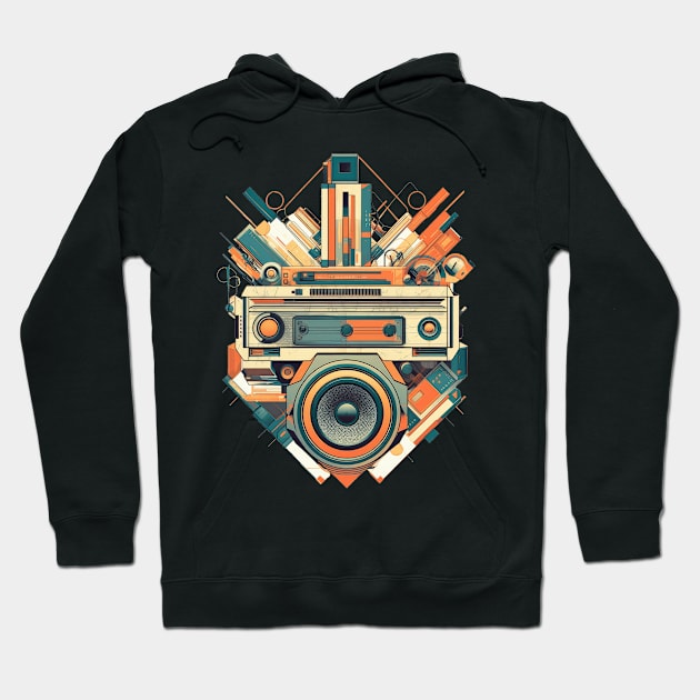 Unisex Retro T-shirt With Boombox | Vintage Design Hoodie by Indigo Lake